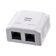 Lanberg OU6-0002-W kat.6 2X RJ45 overflademonteret stikkontakt