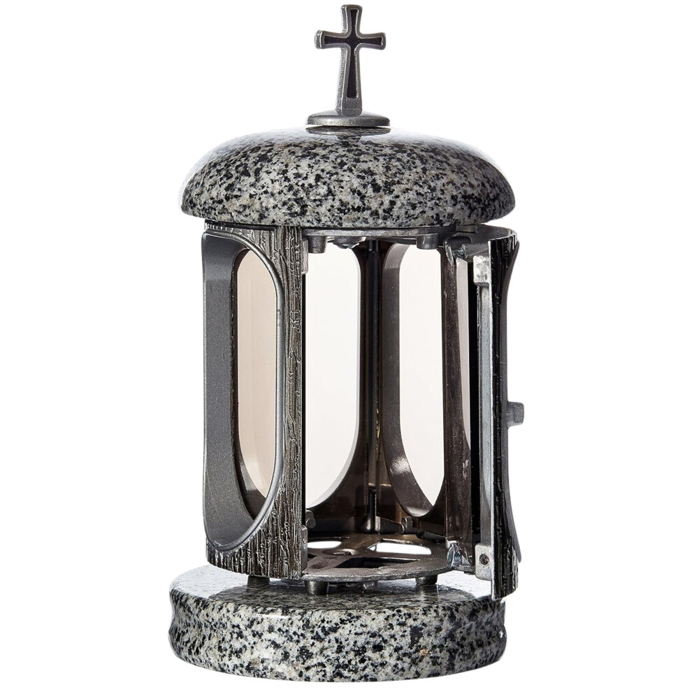 Novecrafto (Grey) Large Granite Memorial Lantern Funeral Cemetery Grave Ornaments Grey