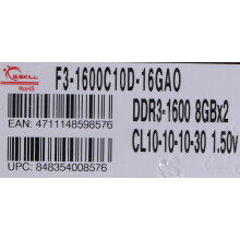 G.SKILL RAM PC3-12800 / DDR3 1600 Mhz - F3-1600C10D-16GAO - DDR3 Performance Series - Ares - Low Profile