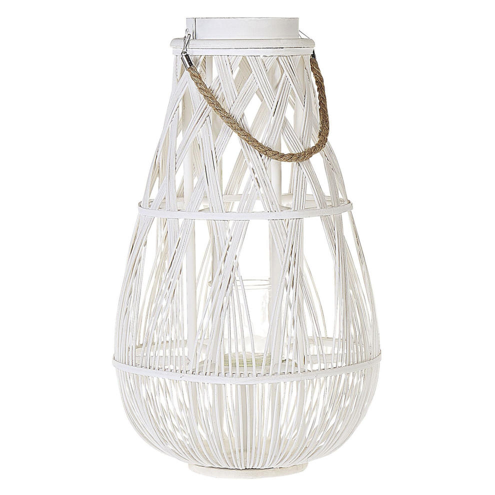 Lantern TONGA Bamboo Wood 56 cm White