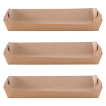 (As show, One size) 50 Pcs Disposable Paper Food Serving Tray Kraft Paper Coating Boat Shape Snack Open Box French Fries Chicken Box (20 x 6 x 3cm)