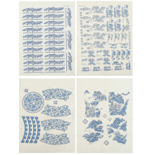 (As show, One size) 4 Sheets of Decorative Transfer Papers Delicate Pottery Decals Household Transfer Decals