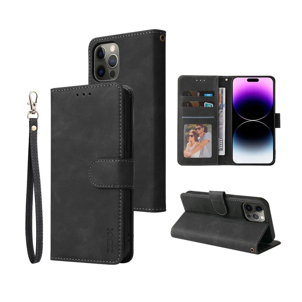 (, Iphone 12 Pro Max) Leather Wallet Phone Case For Iphone 16 15 14 13 12 Pro Max Plus Black 7600866031373