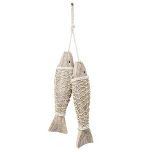 (As show, One size) Wood Fish Handmade Photography Prop Durable Retro Hand Carved Gift String Pendants Hanging Ornaments Rustic Wall Decoration Home Size S