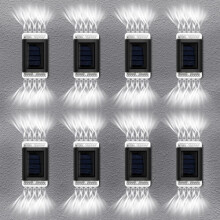 8x Solar Powered Wall Lights 丨LED Outdoor Garden Lamp White