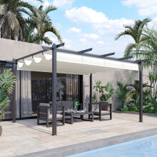 Outsunny 4 x 3(m) Aluminium Pergola Gazebo Garden Shelter w/ Retractable Roof