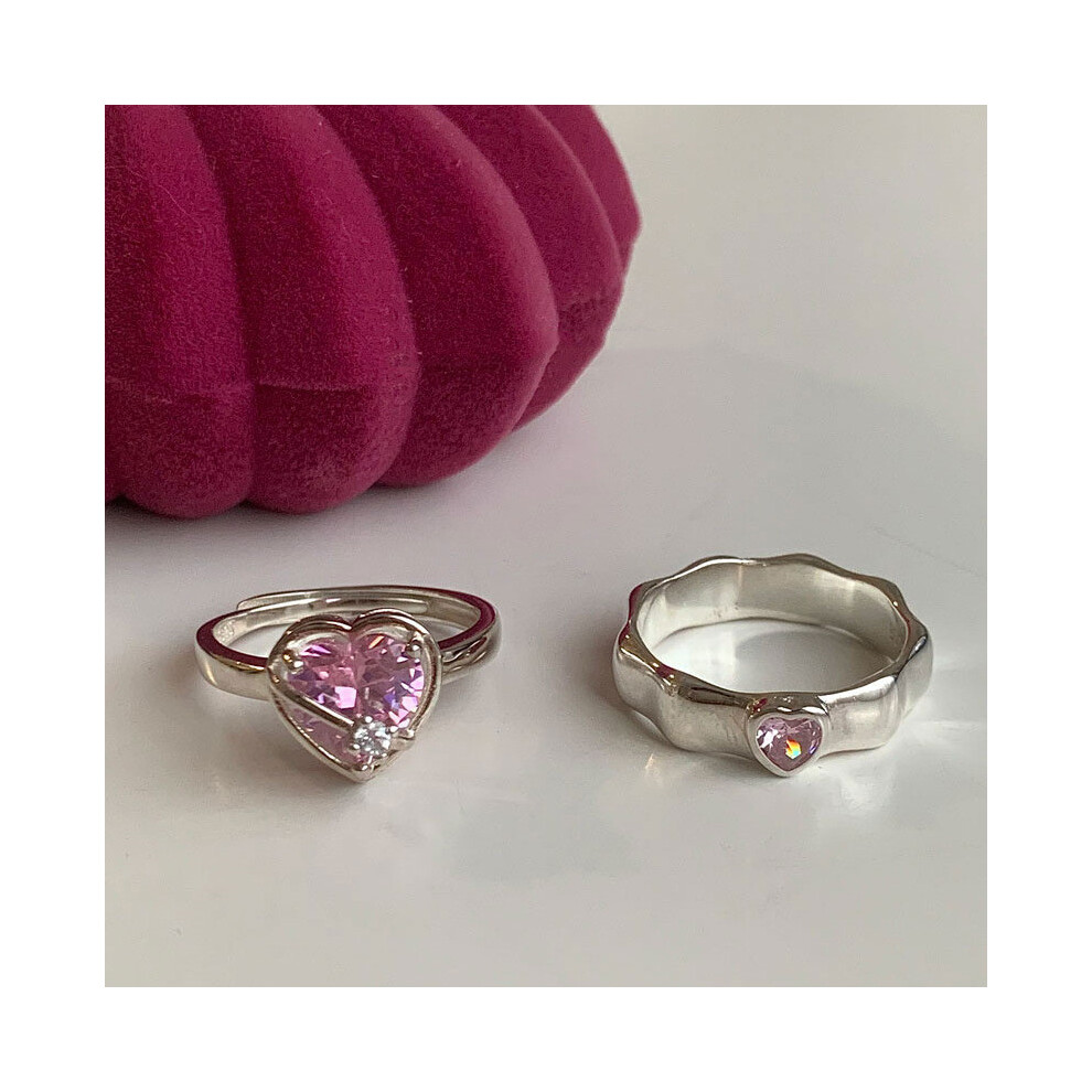 Cool Premium Sweet Pink Heart Ring With Zirconia For Adjustable Women Size-image-OPC-PGVQMMB-NEW
