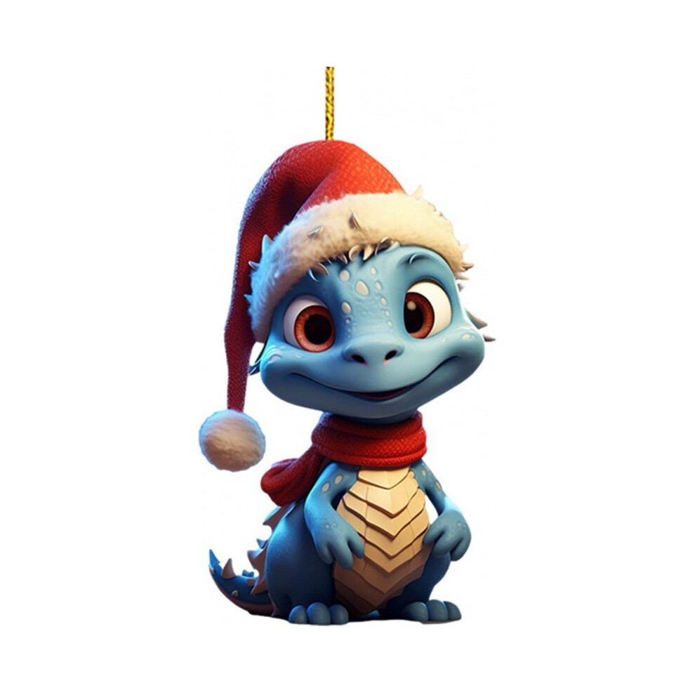 (2) Dinosaur Cartoon Vibrant Acrylic Hanging Car Decoration For Christmas Spirit Merry-image-OPC-PGVQY5T-NEW