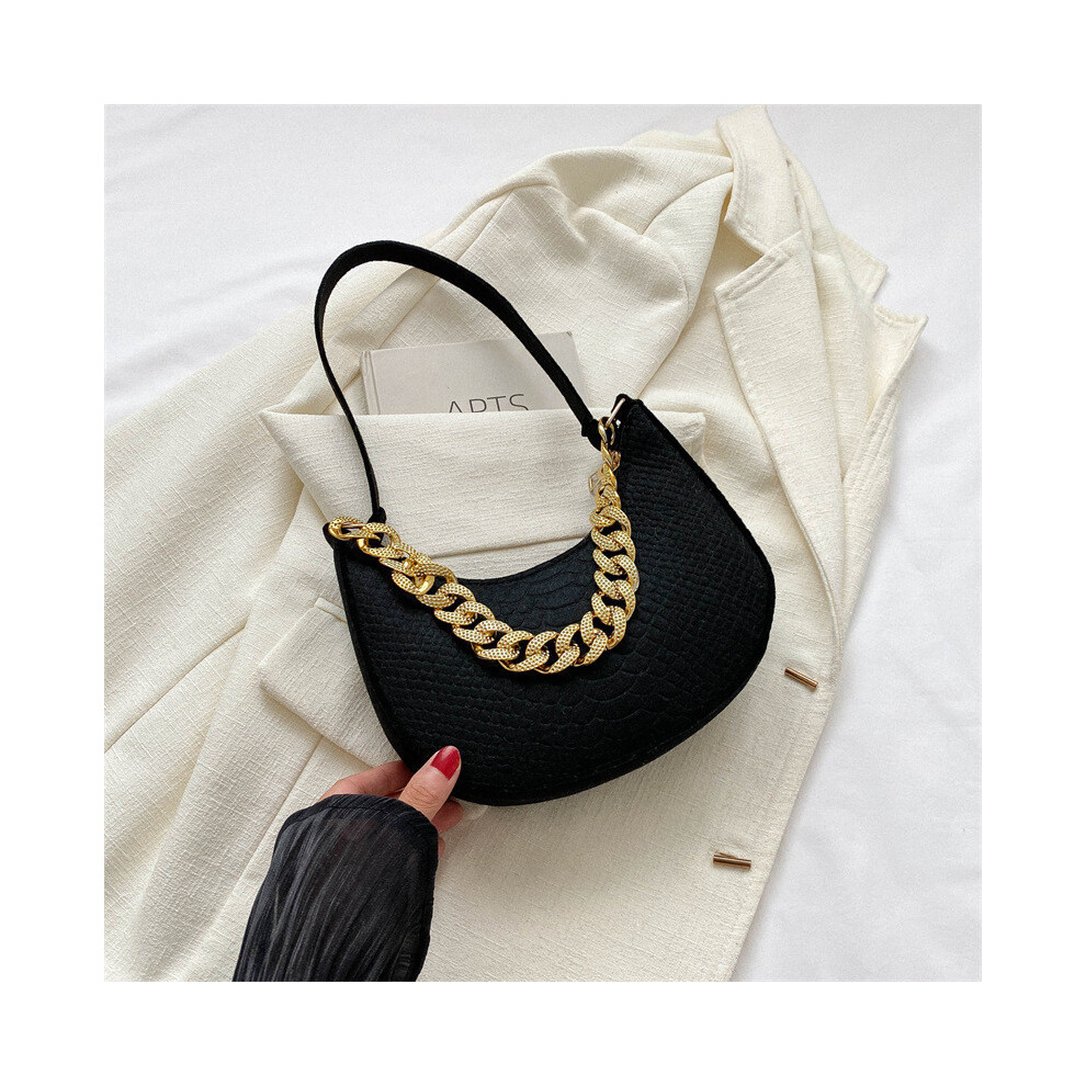 (Black) Chic Shoulder Crescent Bag For Women Trendy Street Style Black Fall In-image-OPC-PGVQY6N-NEW