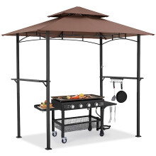 (Brown) YODOLLA 2.5m Outdoor Patio BBQ Grill Gazebo Canopy