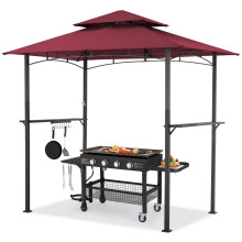 (Red) YODOLLA 2.5m Outdoor Patio BBQ Grill Gazebo Canopy