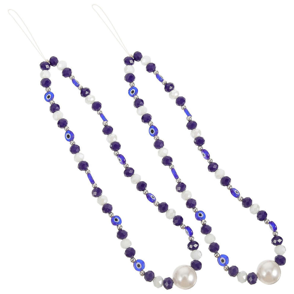 (As Show, One Size) 2Pcs Evil Eye Phone Lanyard Cell Phone Wrist Strap Phone Case Charm Wrist Lanyard 4069016326203