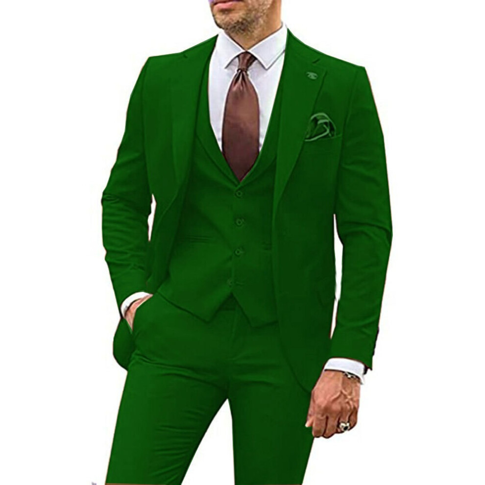 (green, 7XL) Men Suits 3 Piece Slim Fit Single Breasted Two Buttons Wedding Business Tuxedo Suit Blazer Waistcoat Trousers-image-OPC-PGVRHZD-NEW