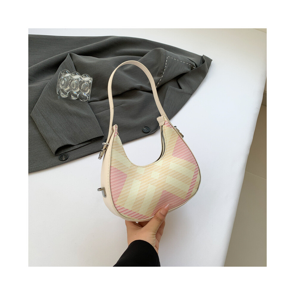 (Pink) Crescent Pu Elegant Moon Bag For Women Chic Underarm Handbag Pocket Inner With-image-OPC-PGVRKSM-NEW