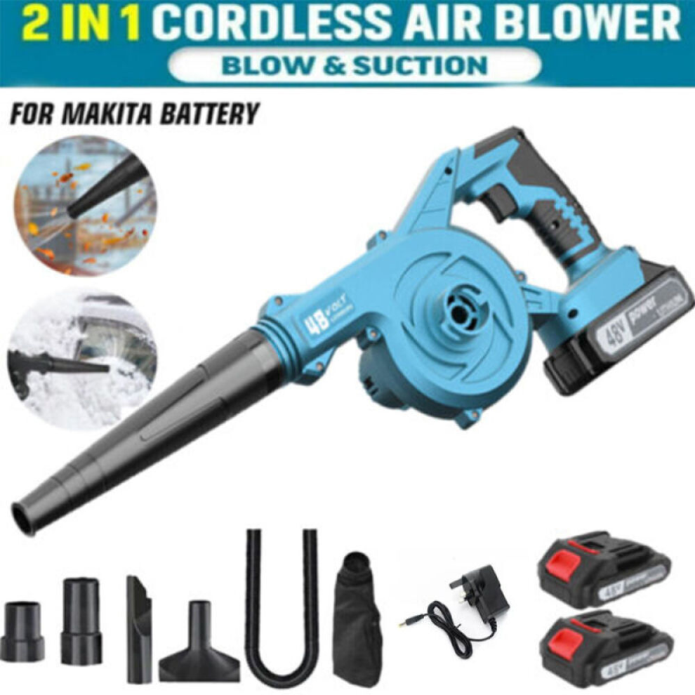 New 48V Cordless Leaf Blower 2-in-1 Leaf Blower & Vacuum w/ 2 Battery & Charger