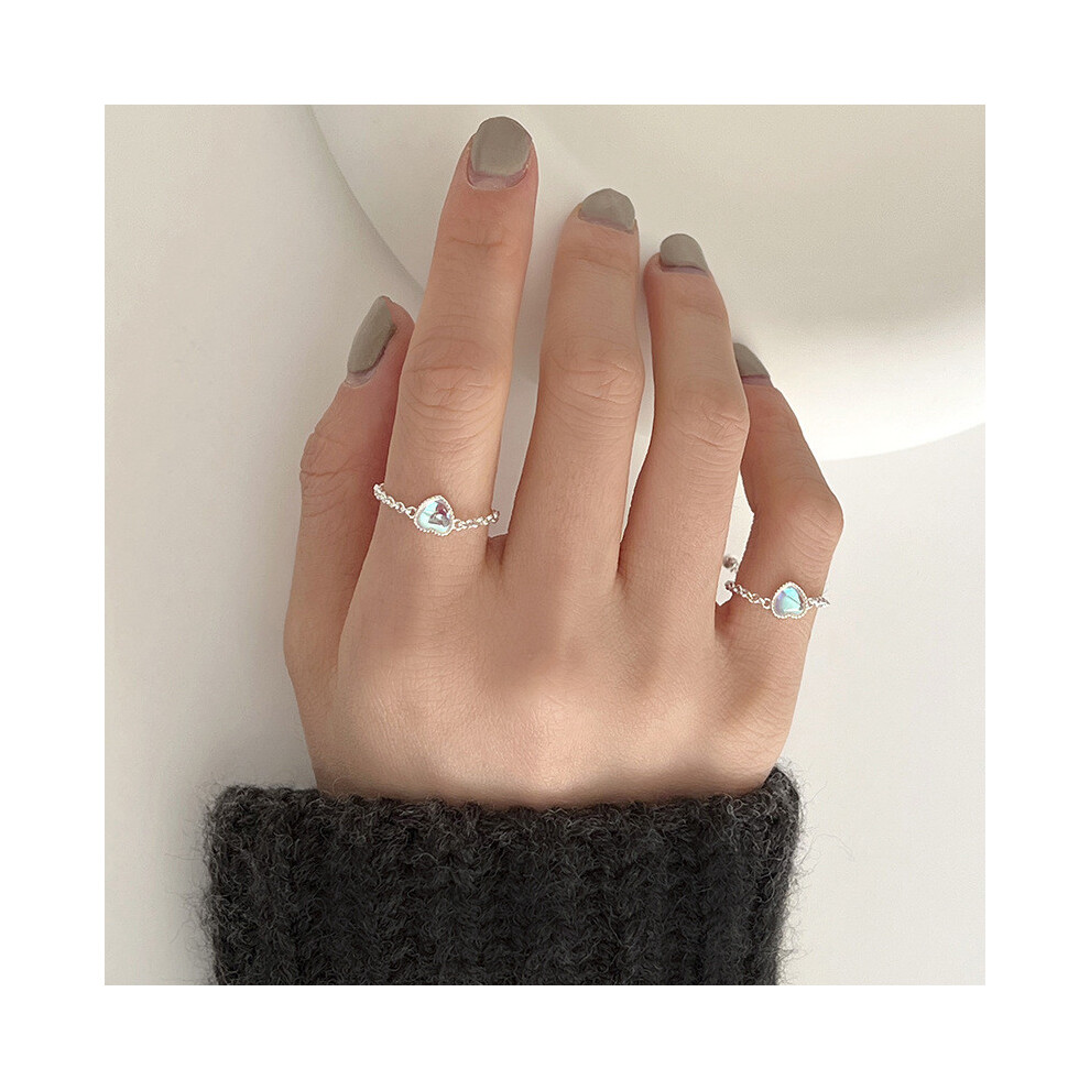 Contemporary Heart Moonstone Adjustable Copper Ring For Women Stylish Fashion Inspired Ins-image-OPC-PGVRXMH-NEW