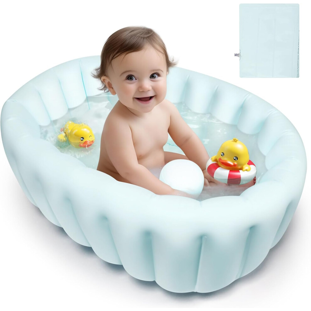 Inflatable Toddler Bath - Foldable Baby Bathtub Support for 0-12 Months, Travel Baby Bath with Collapsible Design