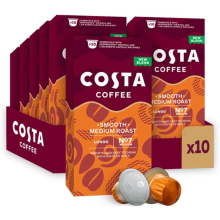 Costa Smooth Medium Roast Aluminium Coffee Pods (Pack of 10 Total 100 Coffee Capsules)