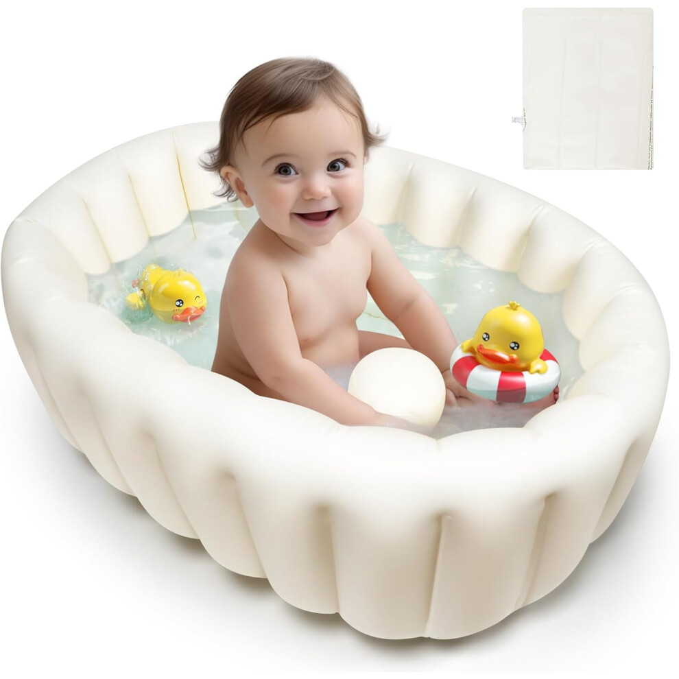 Inflatable Baby Bath Tub - Foldable, Collapsible Travel Bathtub for Toddlers and Newborns 0-12 Months - Support for Boys and Girls