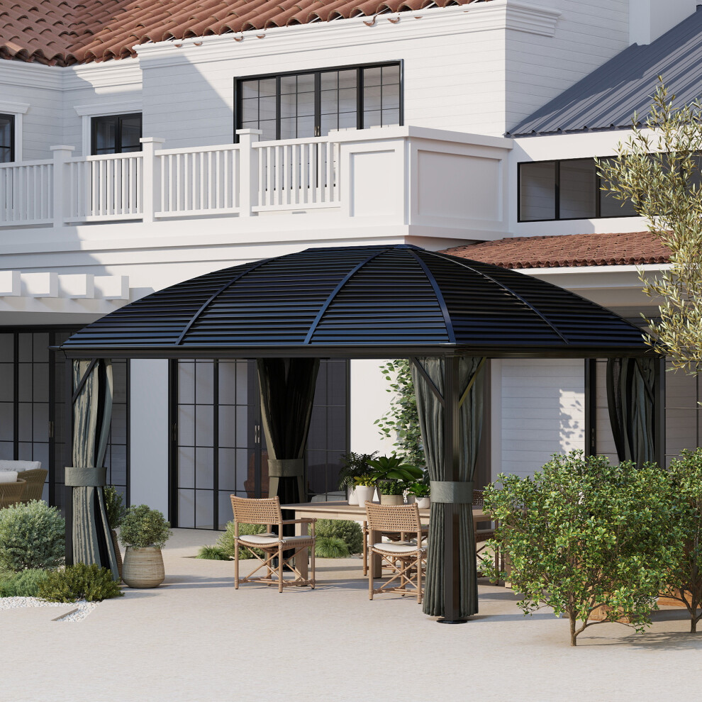 Outsunny 3 x 4m Hardtop Gazebo Aluminium Garden Pavilion Dark Grey