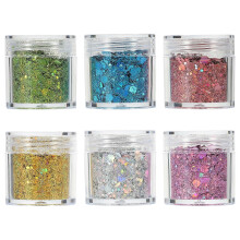 (As show, One size) 6PCS Glitter Sequins Nail Glitter Chunky Sequins Flakes Ultra-thin Tips Colorful Mixed Paillette For Face Body Hair Nail Art