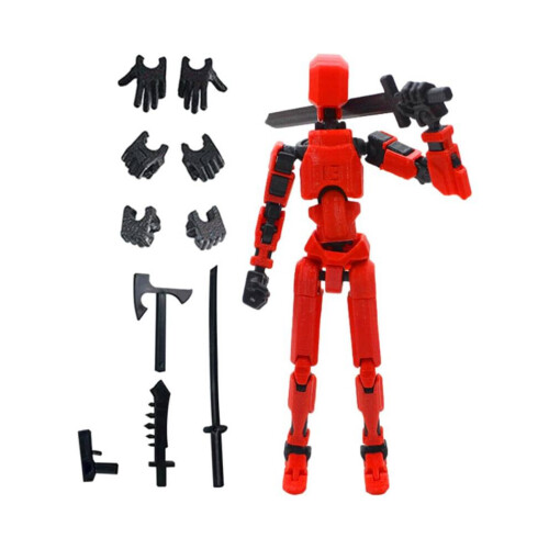 (Rood) Lucky Printed 3D Doll 13 Joint Movable Third Generation Dummy Decompressiespeelgoed