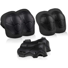 (Black) Kids Knee Pads Elbow Pads Wrist Guards Children Protective Gear Set for Roller Skates Cycling Bike Skateboard Riding Sports