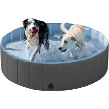 Yaheetech PVC Foldable Pet Paddling Pool Dog Swimming Pools Portable Puppy Large Bathing Tub with Brush for Indoor Outd