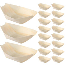 (As show, One size) 300pcs Disposable Wood Boat Plates Snack Serving Dishes Sushi Storage Holders