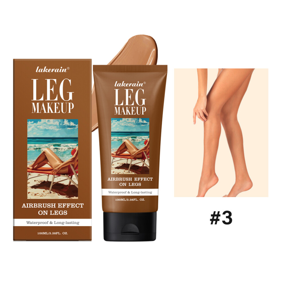 (3) 100ml Waterproof Long Lasting Body Tanning Cream Medium Bronze Leg Makeup Leg Makeup Lotion Even Skin Tone Body Foundation