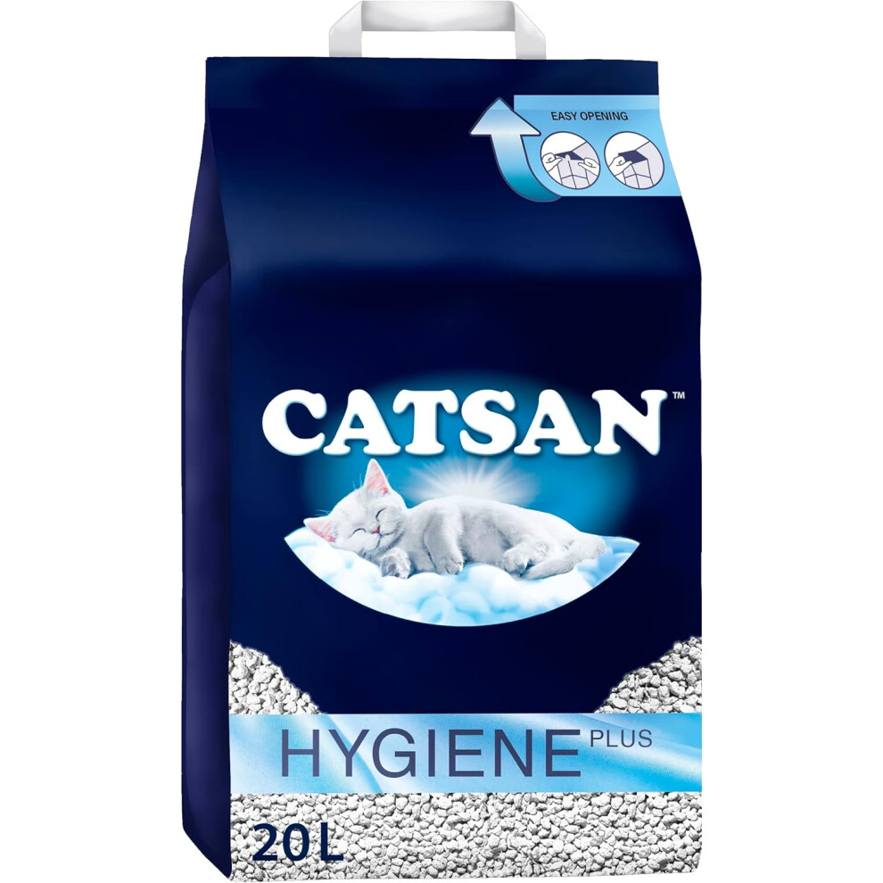 CATSAN Hygiene Plus Non Clumping Adult Cat Litter and Kitten Litter  20L 100% Natural and Absorbent