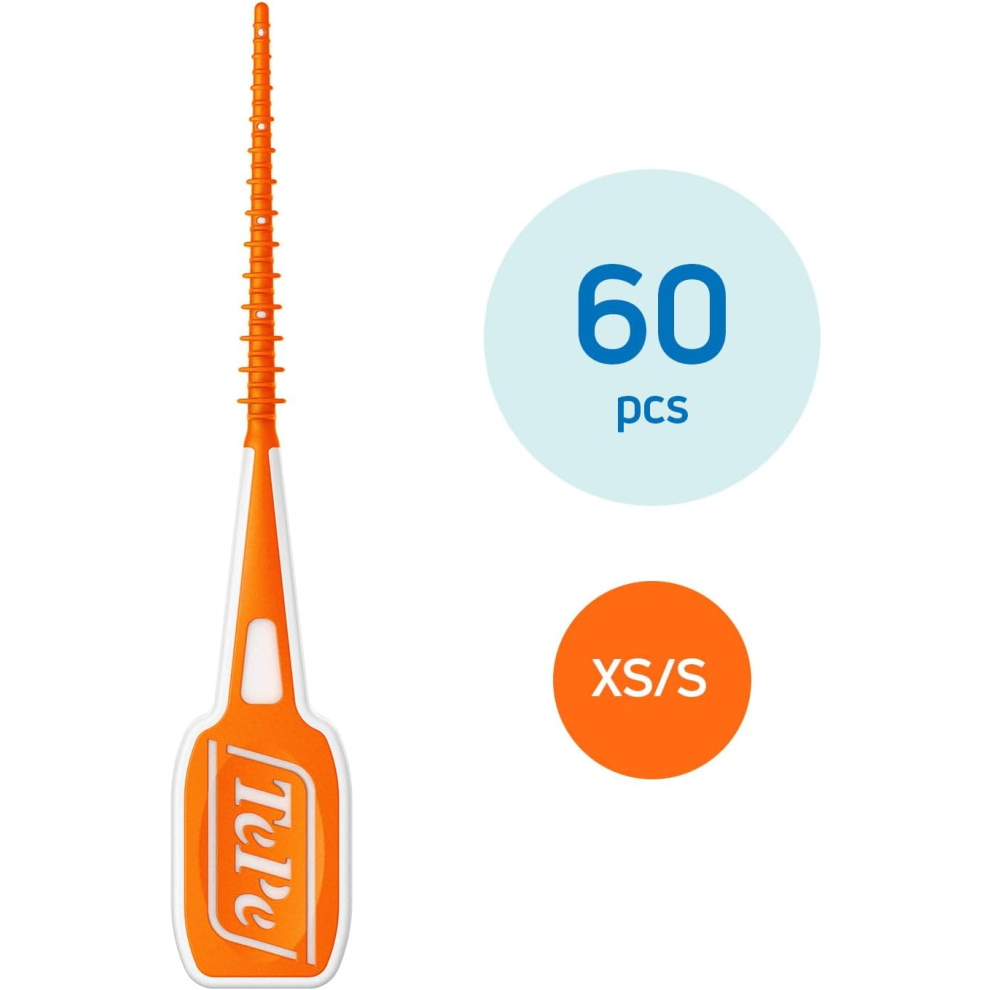 TePe EasyPick Toothpicks, Orange, ISO XS-S, 60pcs, Dental Plaq