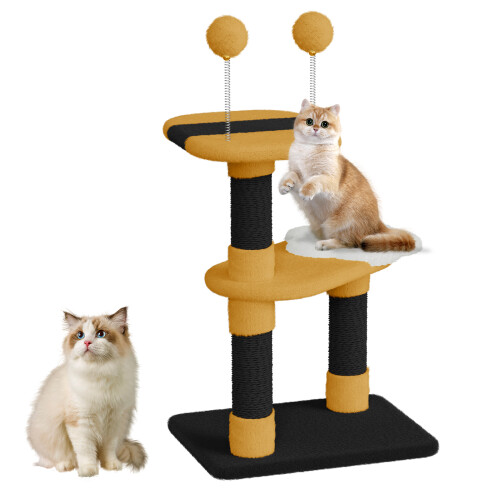 (Black) Bees Vibrant Colors Cat Tree Playful Design Cat Tower