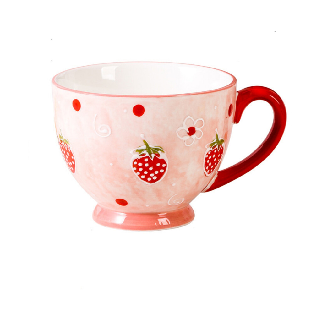 (Strawberry) Cherry Mug Ceramic Coffee Mug, Fruits Milk Cup for Breakfast, Porcelain Coffee Cup, Large Capacity Breakfast Cups Tea Cup for Present-image-OPC-PGVTXB2-NEW