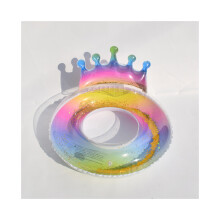 (Kroon, 75 cm) Glitter Rainbow Crown Wings, verdikte zwemring voor volwassenen en kinderen