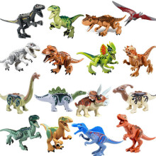 16 STKS/SET Jurassic Dinosaur Figuren Past op Blokken Kinderspeelgoed