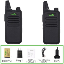 (Negro - 2 piezas) Nuevo mini walkie-talkie portátil WLN KD-C1 UHF 400-470 MHz KD-C1T Radioaficionado