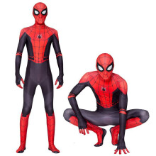 (9-11 Years) Kids Boy Spider Man Far From Home Red Black Spiderman Zentai Cosplay Show Costume