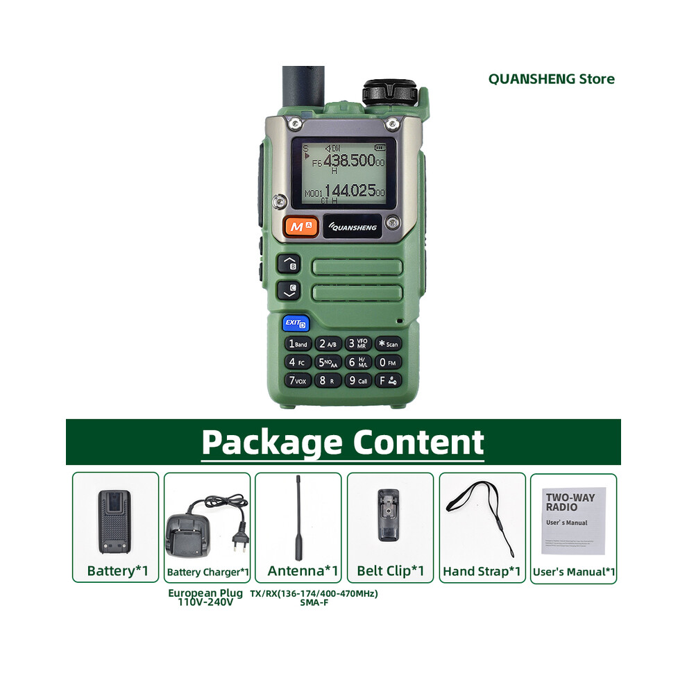 (Vert) Talkie-walkie longue portée AM FM Communication Récepteur radio bidirectionnel UV K5 Amateur
