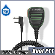 (2 Pin-K-2PTT-Green) UV-5R PTT Αδιάβροχο UV-9R Walkie Talkie Ηχείο Ραδιόφωνο Μικρόφωνο