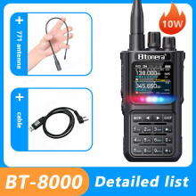 (1PCS-cable-771)BTDX BT-8000 10W Full Band Ham Radio Amateur 2 Way Radio 256CH Walkie Talkie AM Air