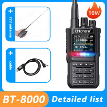 (1PCS-cable-773)BTDX BT-8000 10W Full Band Ham Radio Amateur 2 Way Radio 256CH Walkie Talkie AM Air