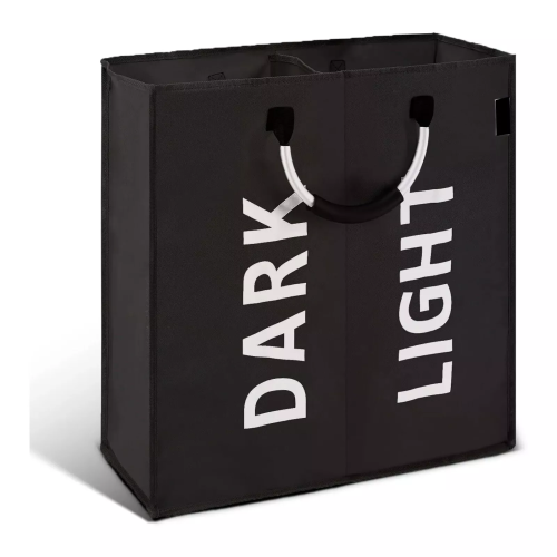 Black Laundry Basket Double Hamper Large Washing Clothes Storage Bin