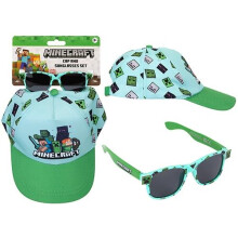 Minecraft Cap and Sunglasses Set, Light Blue and Green