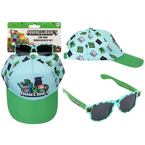 Minecraft Minecraft Cap and Sunglasses Set, Light Blue and Green