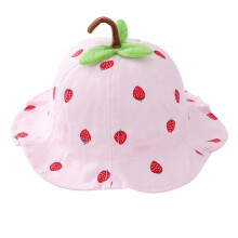 (As show, One size) Breathable Sun Hat Outdoor UV Protection Summer Strawberry Fisherman Hat Beach Sun Protection for Baby (Pink)