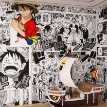 (One Piece,20 Papers)Japanische beliebte Anime selbstklebende Wandaufkleber Tapete Dekoration Zimmer