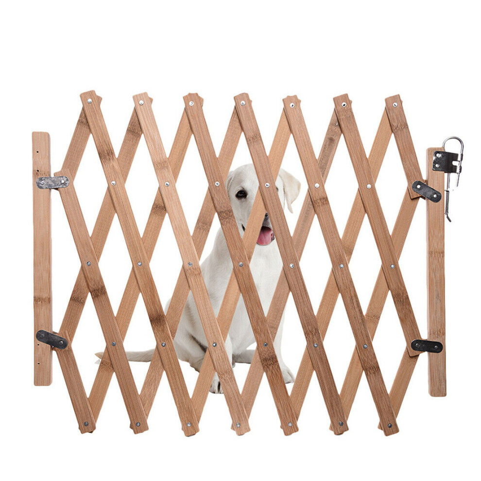 Wooden Dog Gate Expanding Pet Fence Gate Safety Barrier Divider New