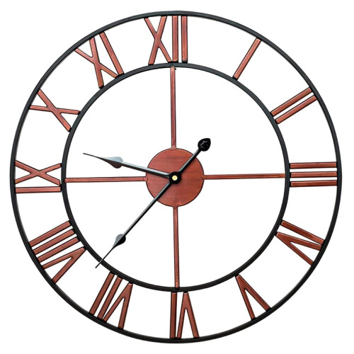 Vintage Wandklok Zonder Tikkende Geluiden, Grote Romeinse Cijfers 40cm Wandklok Houten Klok Woonkamer Keuken Cafe Kantoor Home Decor Cadeau Gear