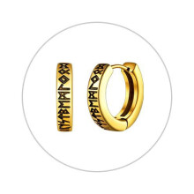 (Goud) Viking Runeword hoepel oorbellen roestvrij staal oorgespen sieraden ornamenten